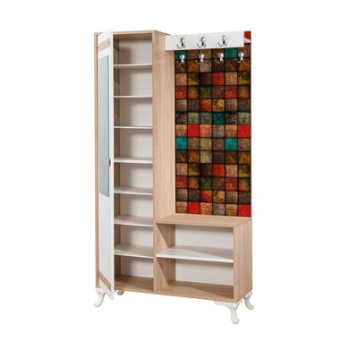 Cuier cu pantofar İNCİ-723 Hall Stand 1, Stejar Sonoma, 190x36x100 cm