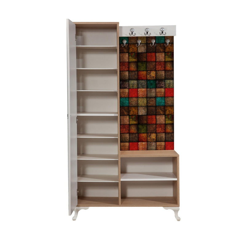 Cuier cu pantofar İNCİ-723 Hall Stand 1, Stejar Sonoma, 190x36x100 cm