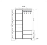 Cuier cu pantofar İNCİ-723 Hall Stand 2, Stejar Sonoma, 190x36x100 cm