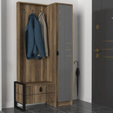 Cuier cu pantofar Lost - Walnut, Nuc, 90x180x35 cm