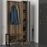 Cuier cu pantofar Lost - Walnut, Nuc, 90x180x35 cm