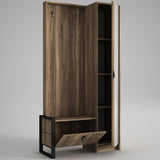 Cuier cu pantofar Lost - Walnut, Nuc, 90x180x35 cm