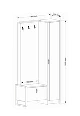 Cuier cu pantofar Lost - Walnut, Nuc, 90x180x35 cm