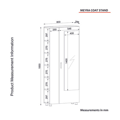 Cuier cu pantofar Meyra, Alb, 80x185x29 cm