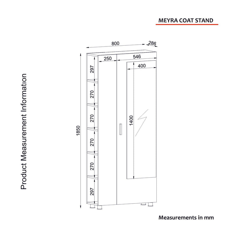 Cuier cu pantofar Meyra, Alb, 80x185x29 cm