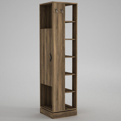 Cuier cu pantofar Roll - Walnut, Nuc, 45x180x45 cm