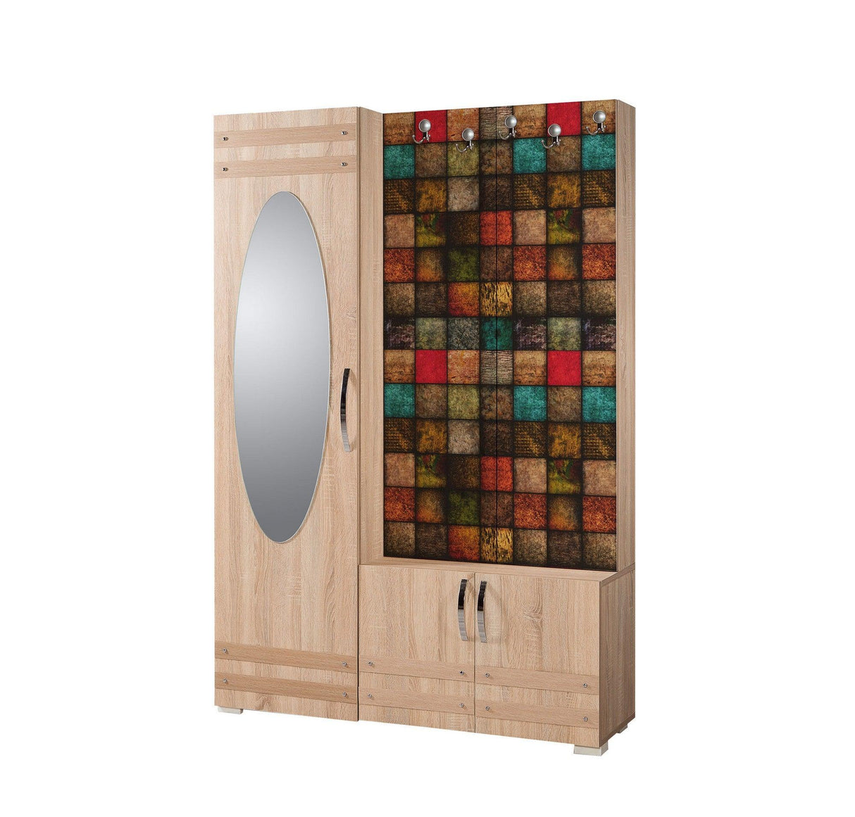 Cuier cu pantofar SİHİRLİ-220 Hall Stand 2, Stejar Sonoma, 195x36x125 cm