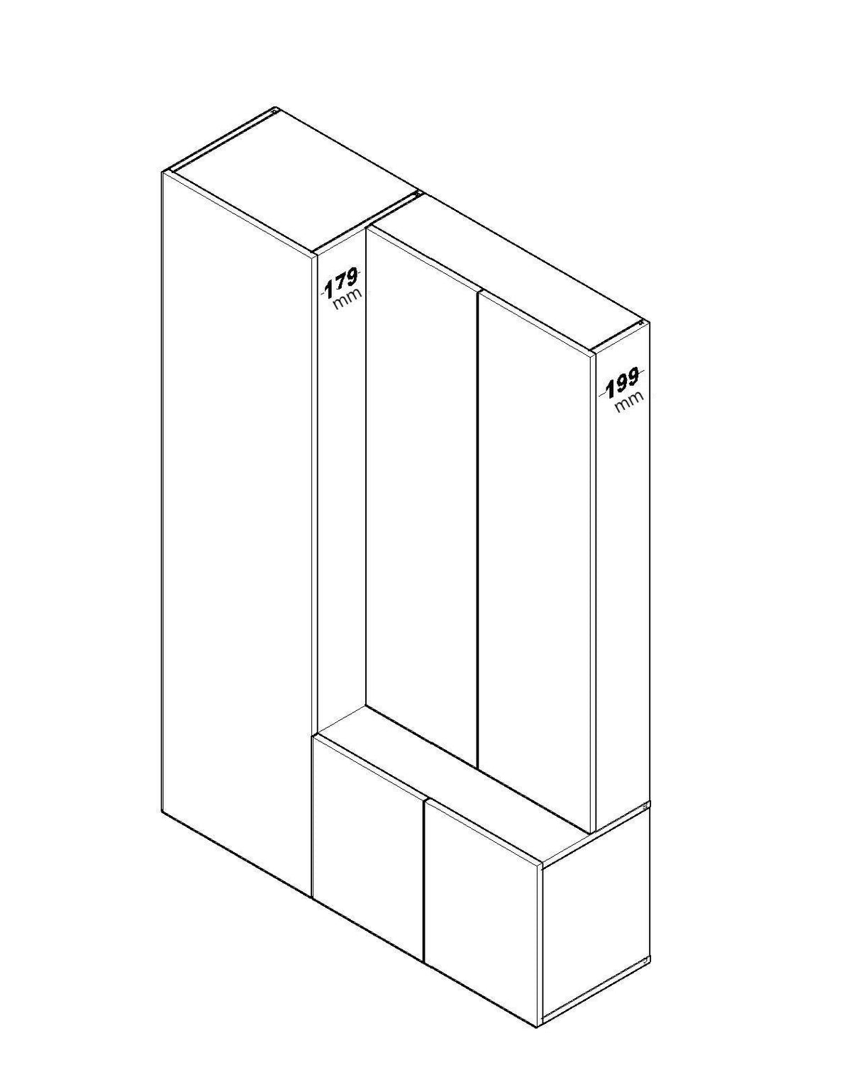 Cuier cu pantofar SİHİRLİ-220 Hall Stand 2, Stejar Sonoma, 195x36x125 cm