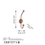 Cuier de hol metalic Metal Wall Hook Antonio 8, Cupru, 6x9 cm