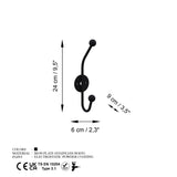 Cuier de hol metalic Metal Wall Hook Elegance 3, Negru, 6x9 cm