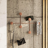 Cuier de hol metalic Metal Wall Hook Lux 2, Cupru, 82x60x10 cm