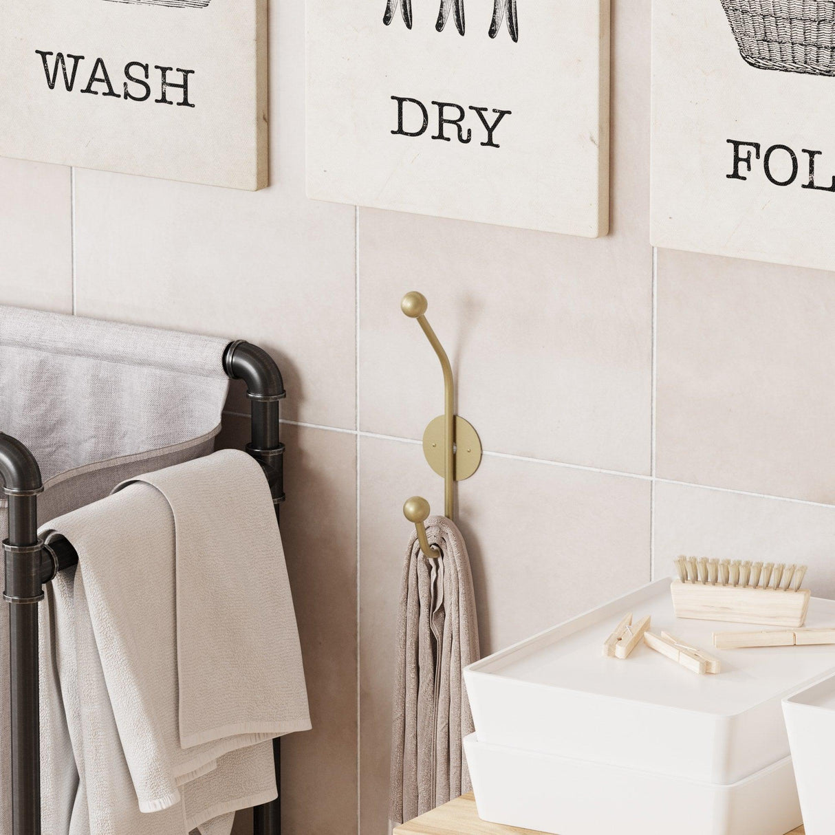 Cuier de hol metalic Metal Wall Hook Rustic 3, Aur, 6x9 cm