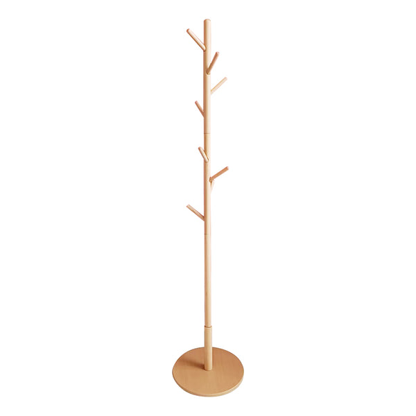 Cuier de paltoane tip pom Driko din lemn, Natural, 38x38x174 cm