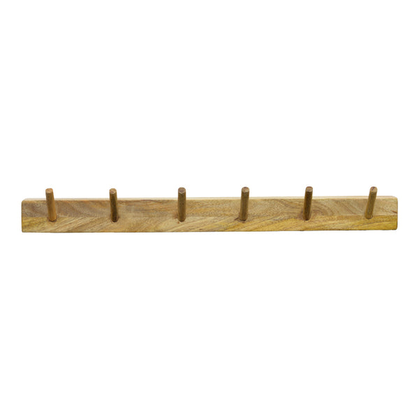 Cuier de perete cu funcție Hokkie, Lemn masiv de acacia, Natural, 60x11x10 cm