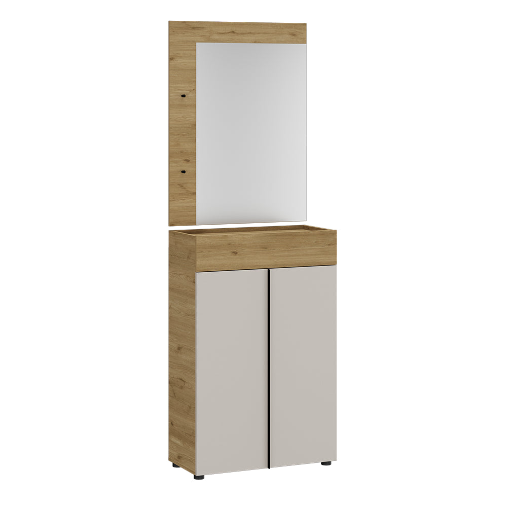 Cuier de perete cu oglinda Adore Porto, 2 agatatori, Stejar, 72x97x3 cm