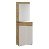 Cuier de perete cu oglinda Adore Porto, 2 agatatori, Stejar, 72x97x3 cm