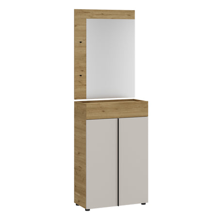 Cuier de perete cu oglinda Adore Porto, 2 agatatori, Stejar, 72x97x3 cm