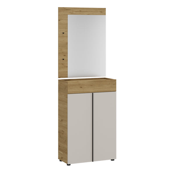 Cuier de perete cu oglinda Adore Porto, 2 agatatori, Stejar, 72x97x3 cm