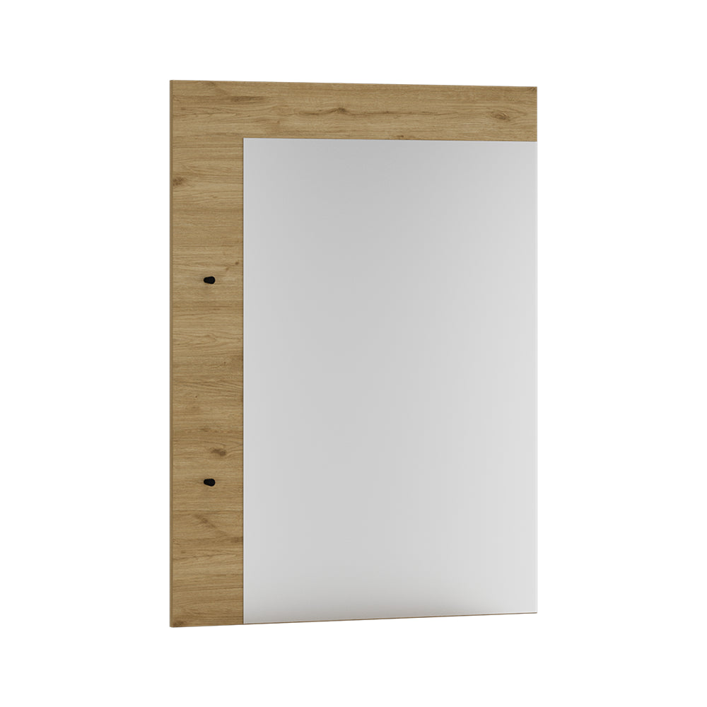 Cuier de perete cu oglinda Adore Porto, 2 agatatori, Stejar, 72x97x3 cm