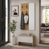 Cuier de perete cu oglinda Adore Porto, 4 agatatori, Stejar, 72x117x3 cm