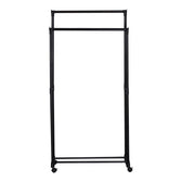 Cuier de podea Ganco din metal, Negru, 74.5x39x157 cm, vedere frontală, metal, PP, pentru dormitor
