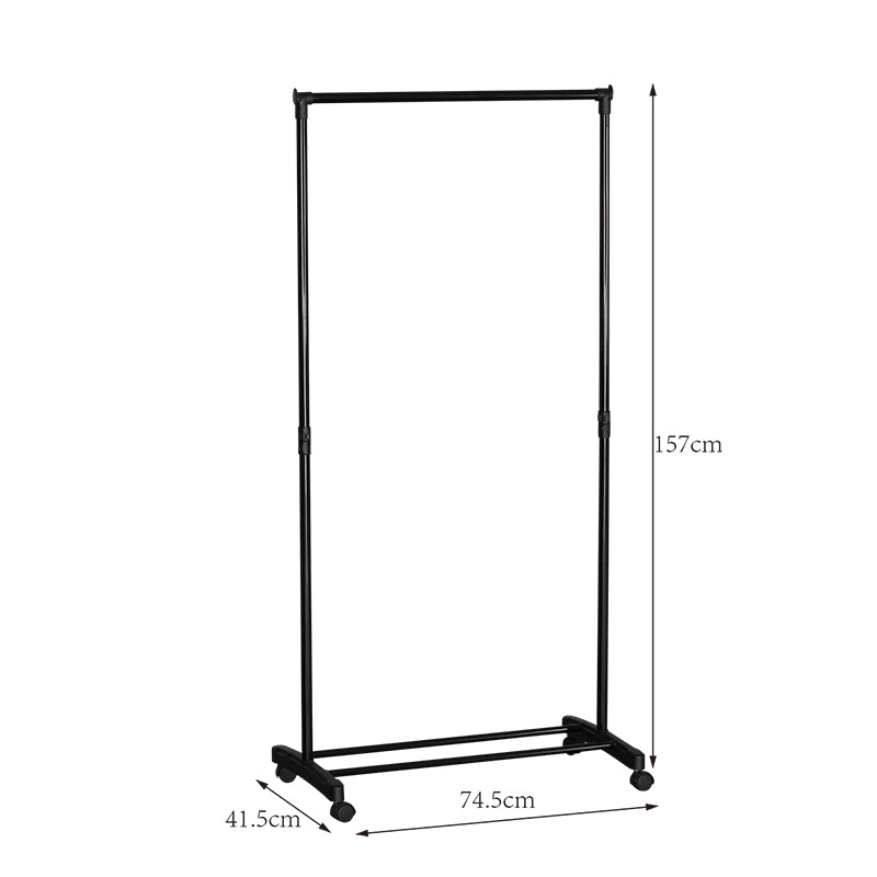 Cuier de podea Wizak din metal, Negru, 75x42x157 cm