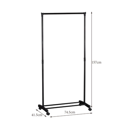 Cuier de podea Wizak din metal, Negru, 74.5x41.5x157 cm, prezentare produs, metal, PP, pentru dormitor