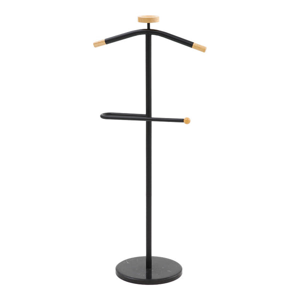 Cuier pentru haine cu funcție de organizare Jolma, Metal-lemn, Alb - Negru, 30x111 cm