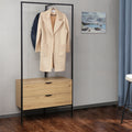 Cuier Keila Natural si metal, negru, 85x45x190 cm, imagine suplimentara
