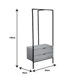 Cuier Keila Natural si metal, negru, 85x45x190 cm, perspectiva suplimentara