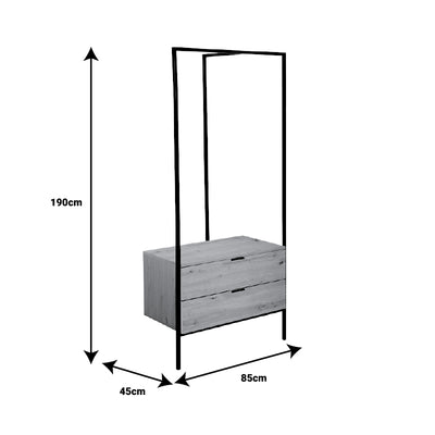 Cuier Keila Natural si metal, negru, 85x45x190 cm, perspectiva suplimentara