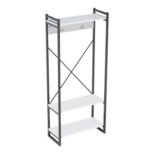 Cuier mobilier intrare Baker, nuc-negru, 90x34x180 cm