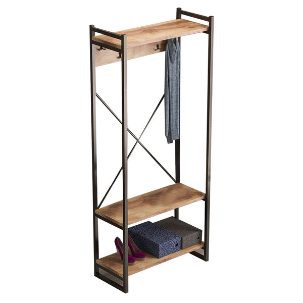 Cuier mobilier intrare Baker, nuc-negru, 90x34x180 cm