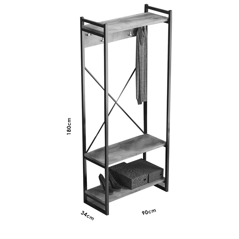 Cuier mobilier intrare Baker, nuc-negru, 90x34x180 cm - Nuc