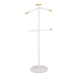 Cuier pentru haine cu funcție de organizare Jolma, Metal-lemn, Alb, 30x111 cm - Alb