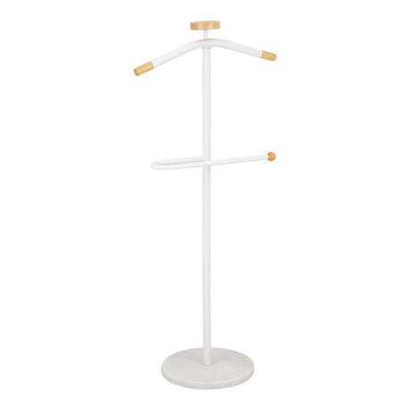 Cuier pentru haine cu funcție de organizare Jolma, Metal-lemn, Alb, 30x111 cm