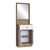 Cuier Rockder cu oglinda, 60x35x183 cm - Alb-Natur