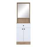 Cuier Rockder cu oglinda, 60x35x183 cm - Alb-Natur