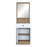 Cuier Rockder cu oglinda, 60x35x183 cm - Alb-Natur