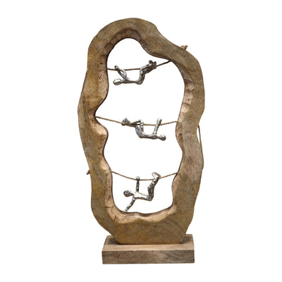 Accesoriu Decorativ Decoratiune de masa Lardo lemn Natural de mango-aluminiu 29x10x57 cm