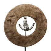Decoratiune de masa Manny lemn de mango Natural-aluminiu, 31x18x50 cm, imagine suplimentara