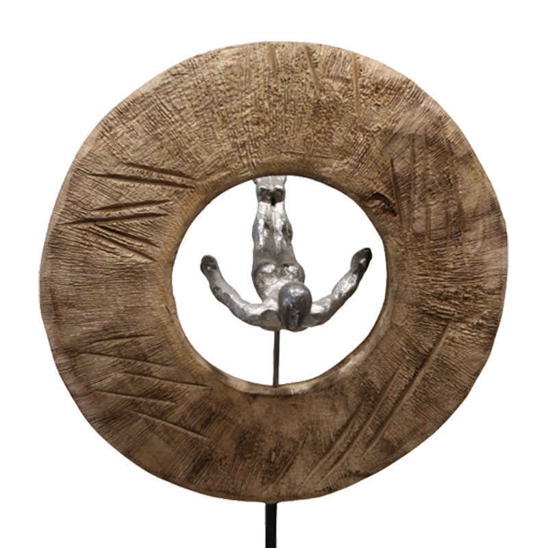 Decoratiune de masa Manny lemn de mango Natural-aluminiu, 31x18x50 cm, imagine suplimentara