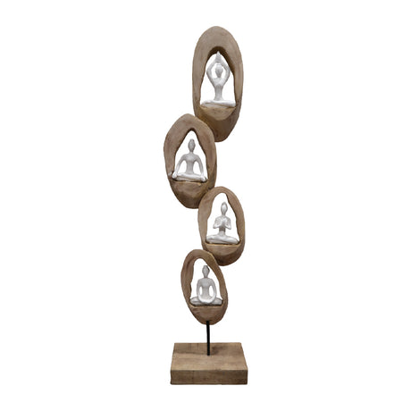 Decoratiune de masa Yove lemn de mango Natural-fier, 18x9x69 cm