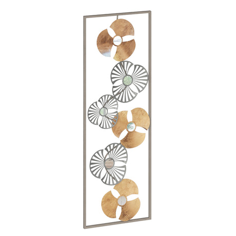 Decoratiune de perete Blomma metal auriu, antic, 31x90 cm