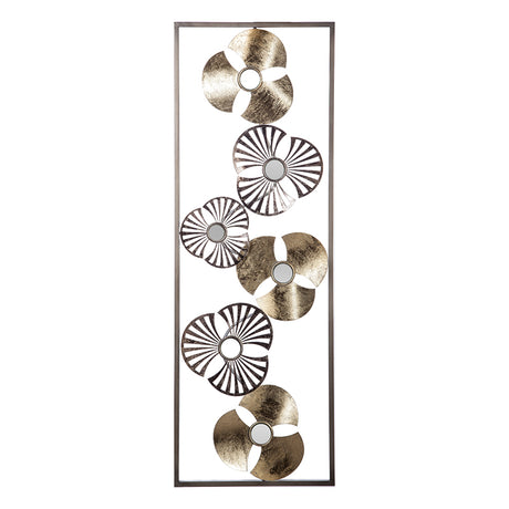 Decoratiune de perete Blomma metal auriu, antic, 31x90 cm