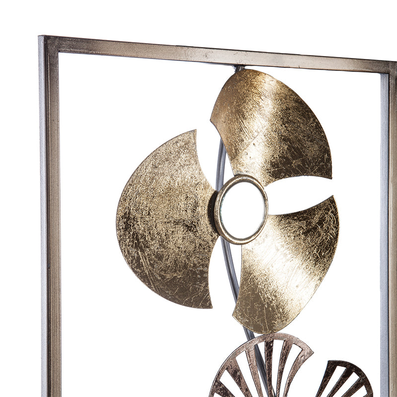Decoratiune de perete Blomma metal auriu, antic, 31x90 cm
