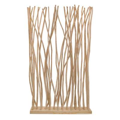 Accesoriu Decorativ Decoratiune de perete cu etajere Barbin, Lemn Teak-Suar, 120x25x200 cm
