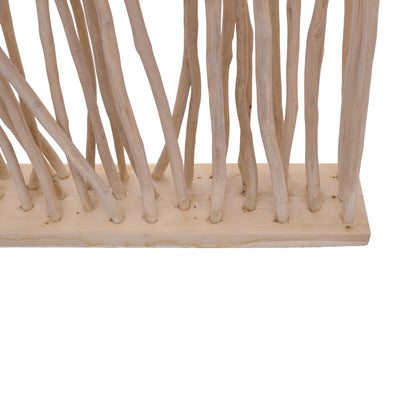 Decoratiune de perete cu etajere Barbin, Lemn Teak-Suar, Natur, 120x25x200 cm, detaliu produs