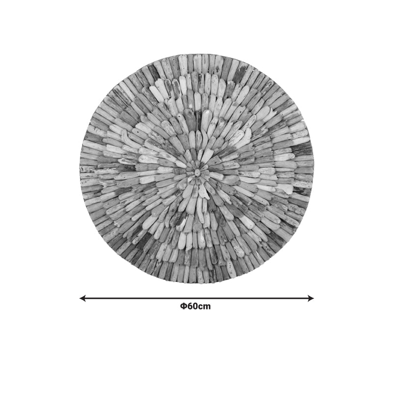 Decoratiune de perete din lemn Wargrene Boho, Natural, 60x60x6 cm, detaliu produs