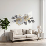 Decoratiune de perete din metal Barney, Auriu, 85x39x5 cm